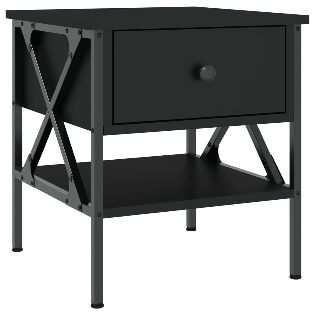 vidaXL Bedside Table Black 40x42x45 cm Engineered Wood