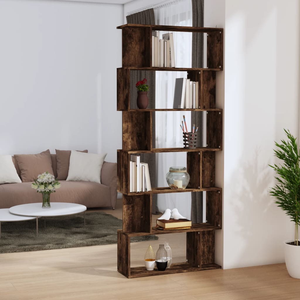 vidaXL Book Cabinet/Room Divider Smoked Oak 80x24x192 cm Engineered Wood
