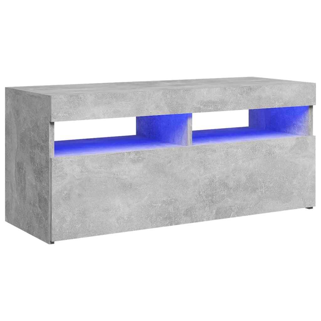 vidaXL TV Cabinet with LED Lights Concrete Grey 90x35x40 cm