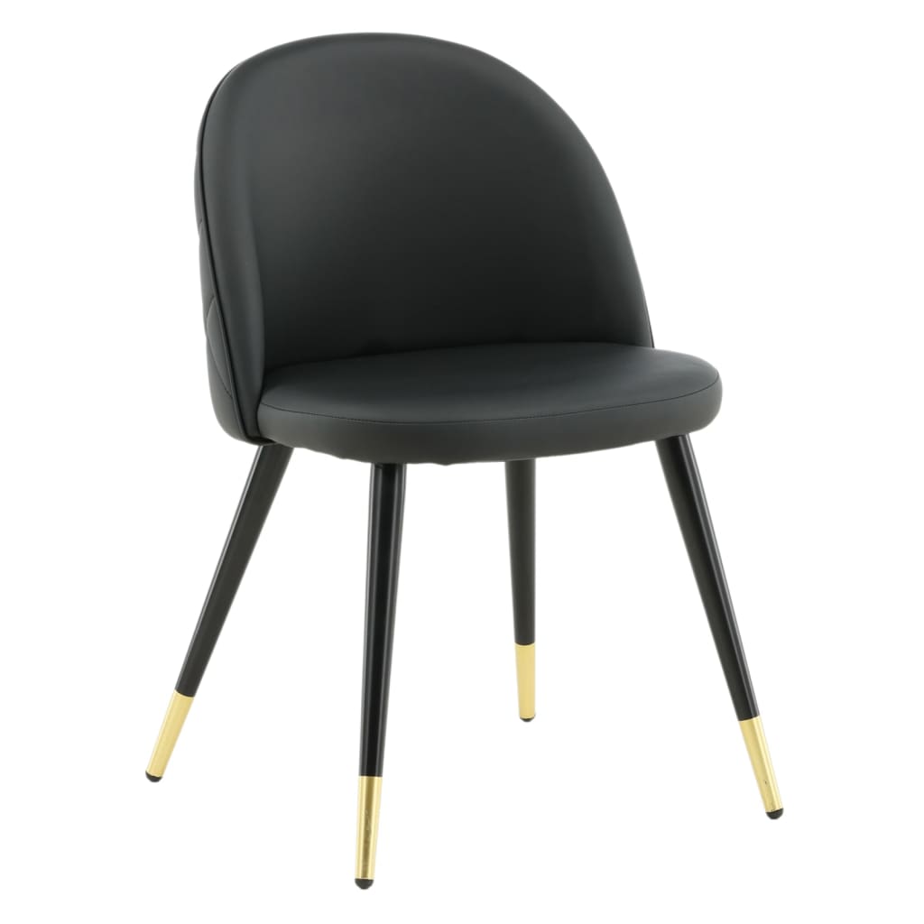 Venture Home Dining Chairs 2 pcs Velvet Leather-look Black and Brass