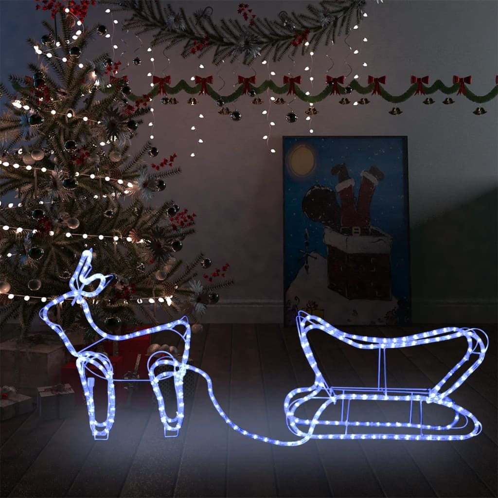 vidaXL Reindeer and Sleigh Christmas Decoration Outdoor 252 LEDs