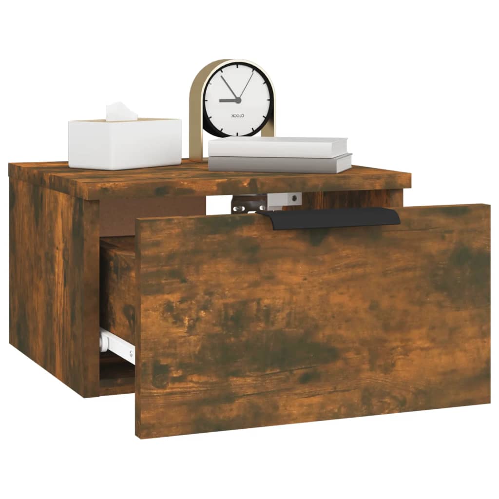 vidaXL Wall-mounted Bedside Cabinet Smoked Oak 34x30x20 cm