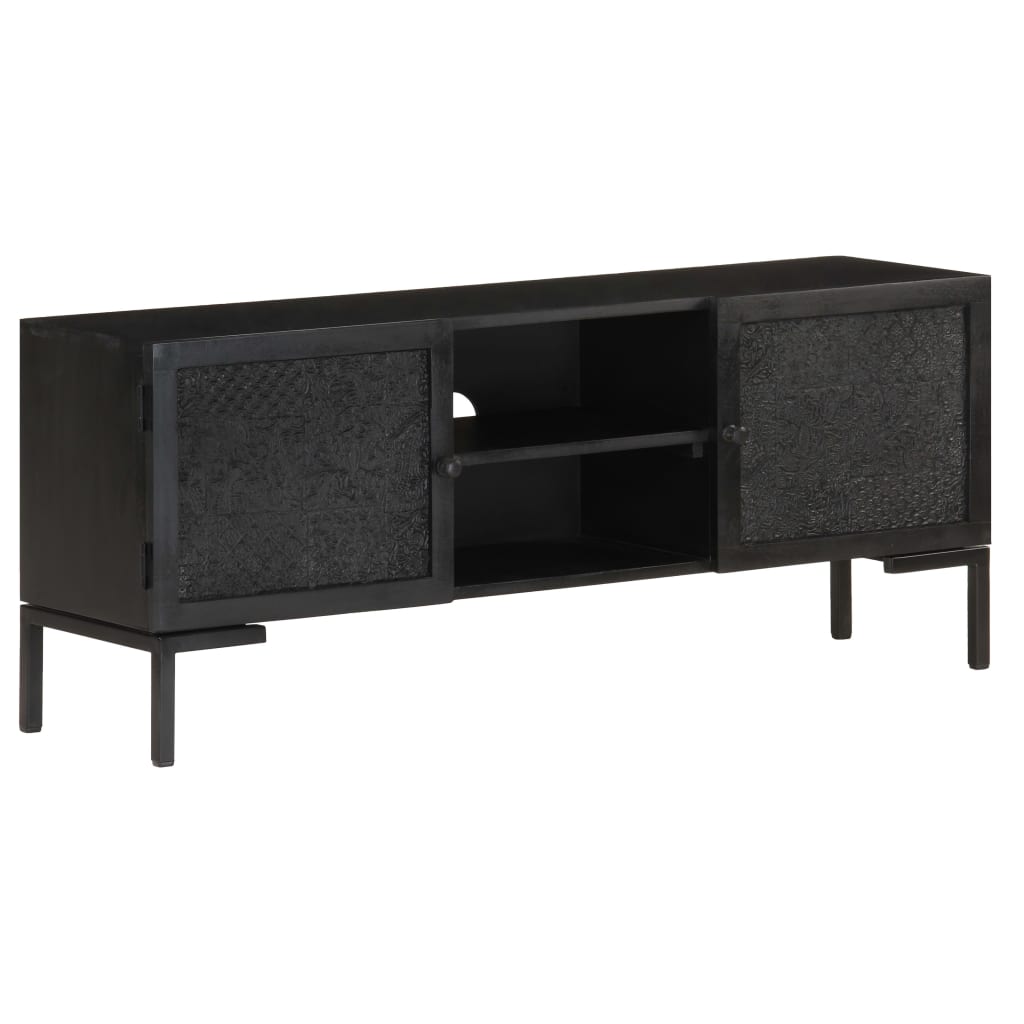 vidaXL TV Cabinet Black 115x30x46 cm Solid Mango Wood