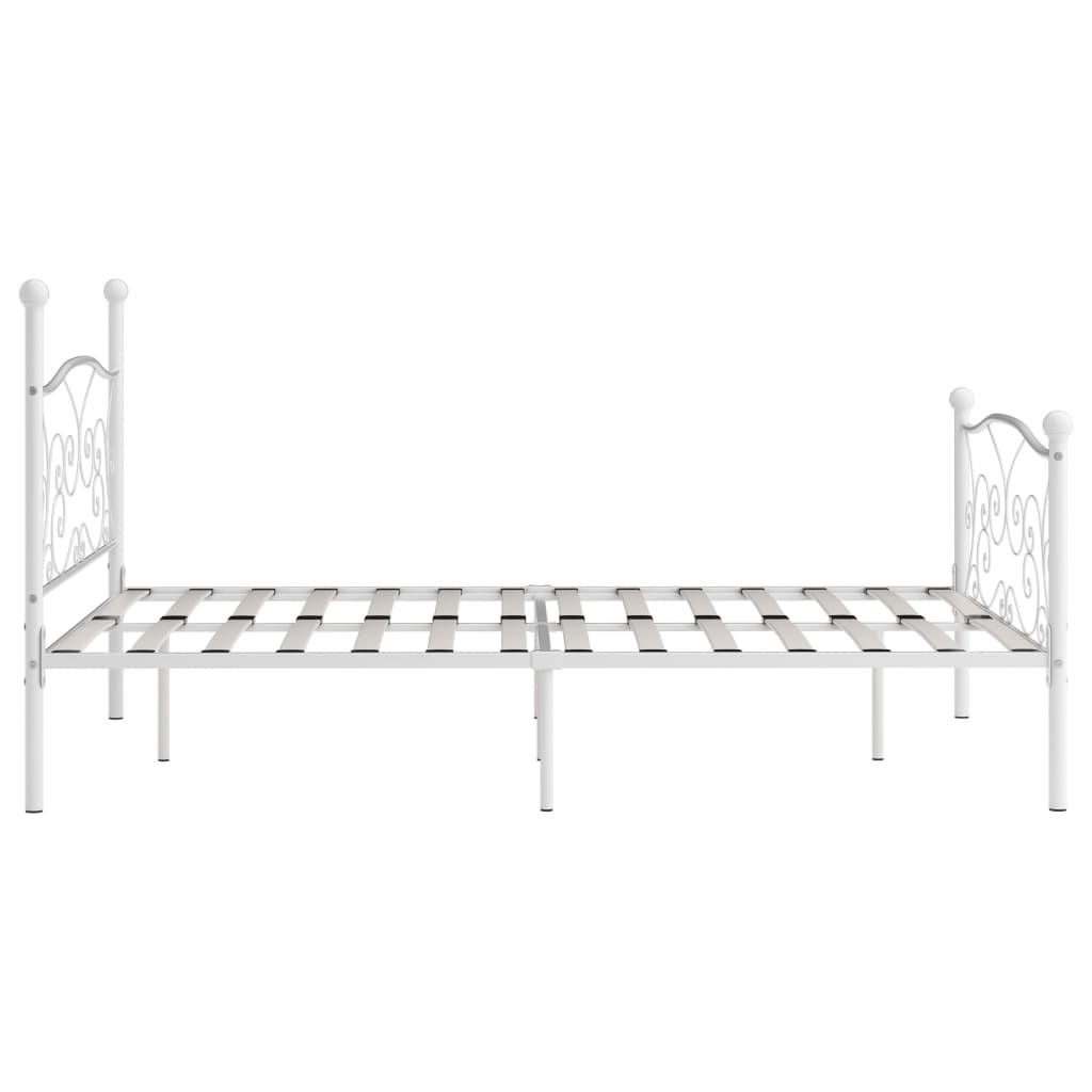 vidaXL Bed Frame with Slatted Base White Metal 120x200 cm