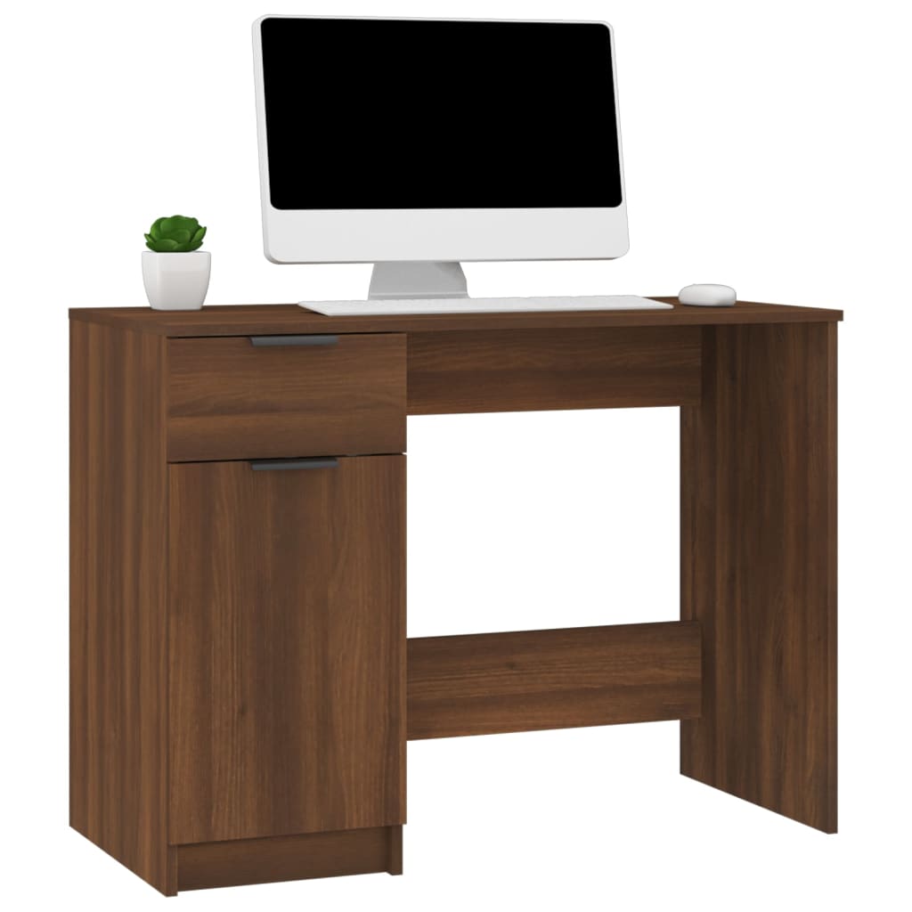 vidaXL Desk Brown Oak 100x50x75 cm Engineered Wood