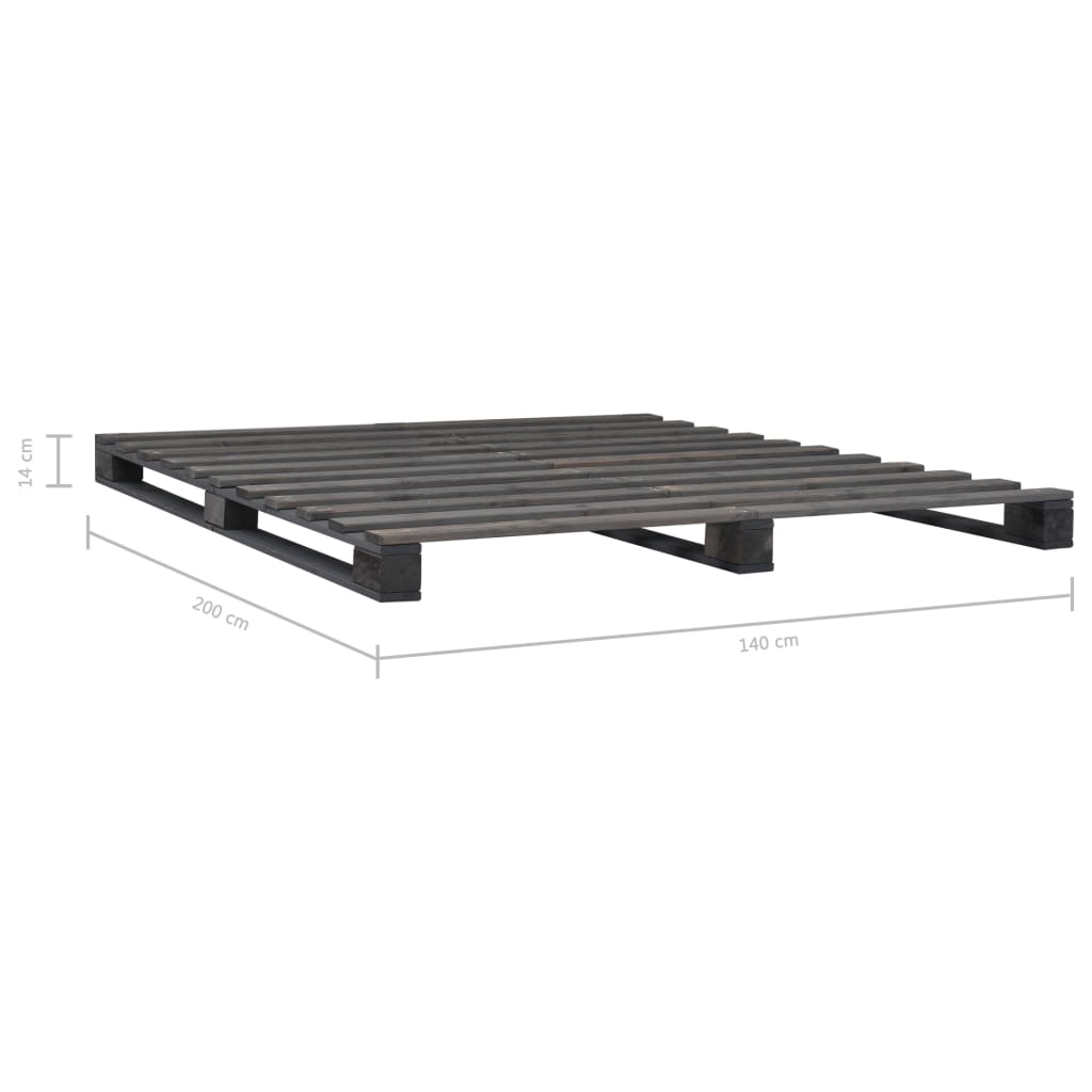 vidaXL Pallet Bed Frame Grey Solid Pine Wood 140x200 cm