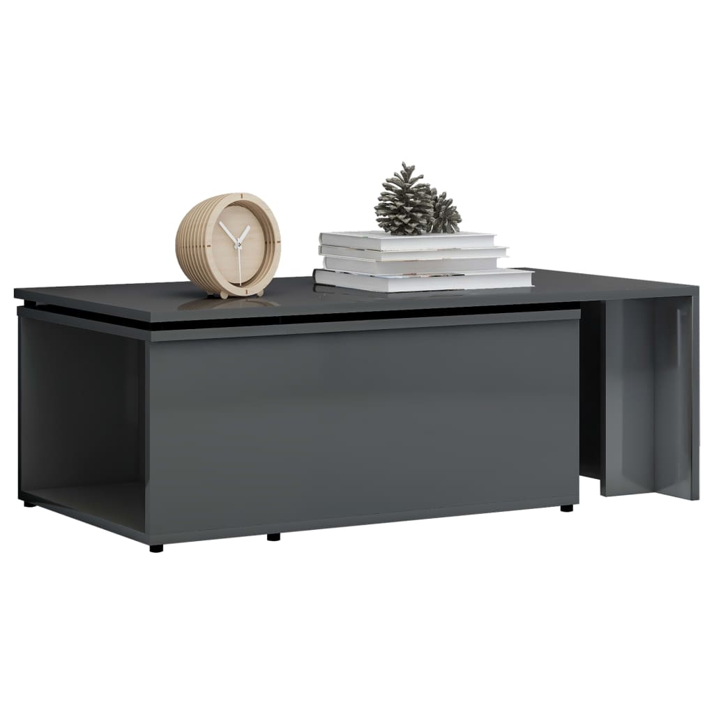 vidaXL Coffee Table High Gloss Grey 150x50x35 cm Engineered Wood