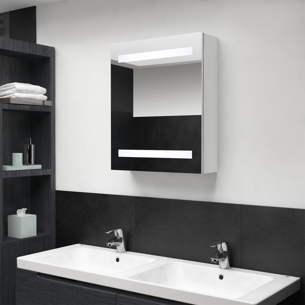 vidaXL LED Bathroom Mirror Cabinet Shining White 50x14x60 cm