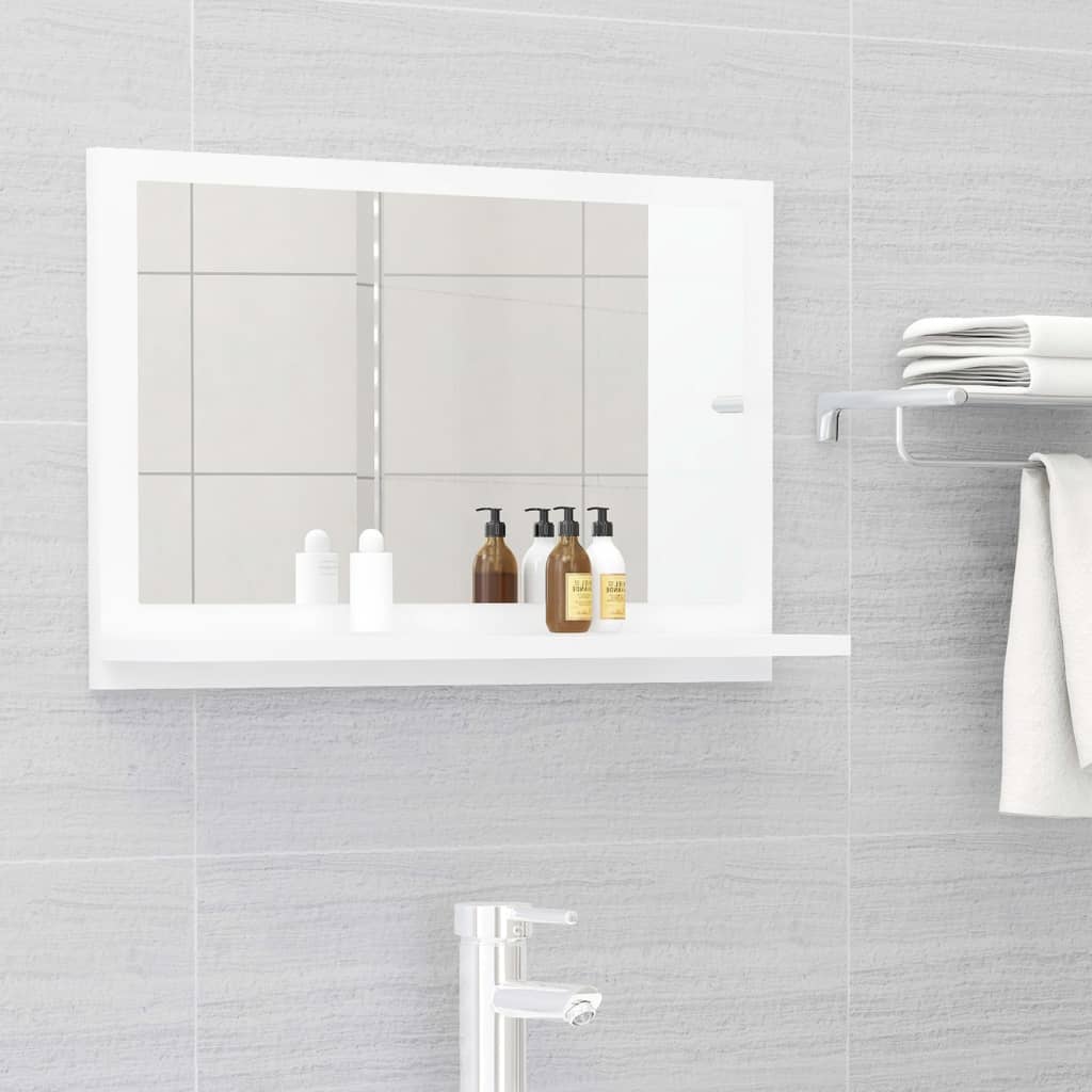 vidaXL Bathroom Mirror High Gloss White 60x10.5x37 cm Engineered Wood
