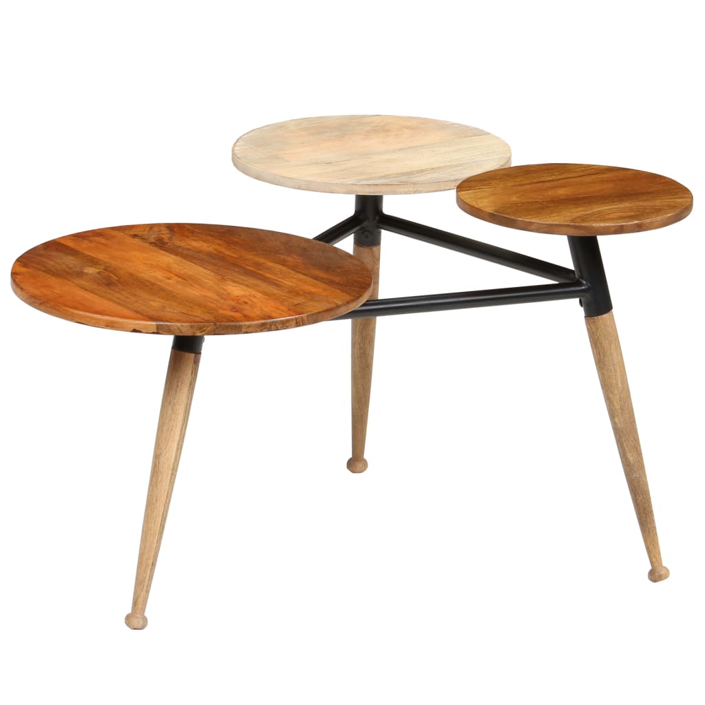 vidaXL Coffee Table Solid Mango Wood and Steel 89x77x52 cm
