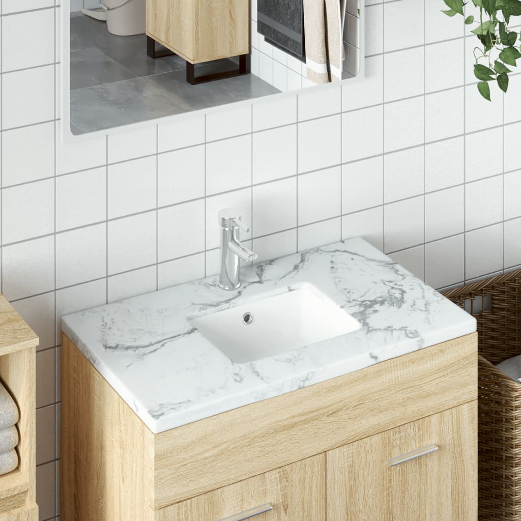 vidaXL Bathroom Sink White 36x31.5x16.5 cm Rectangular Ceramic