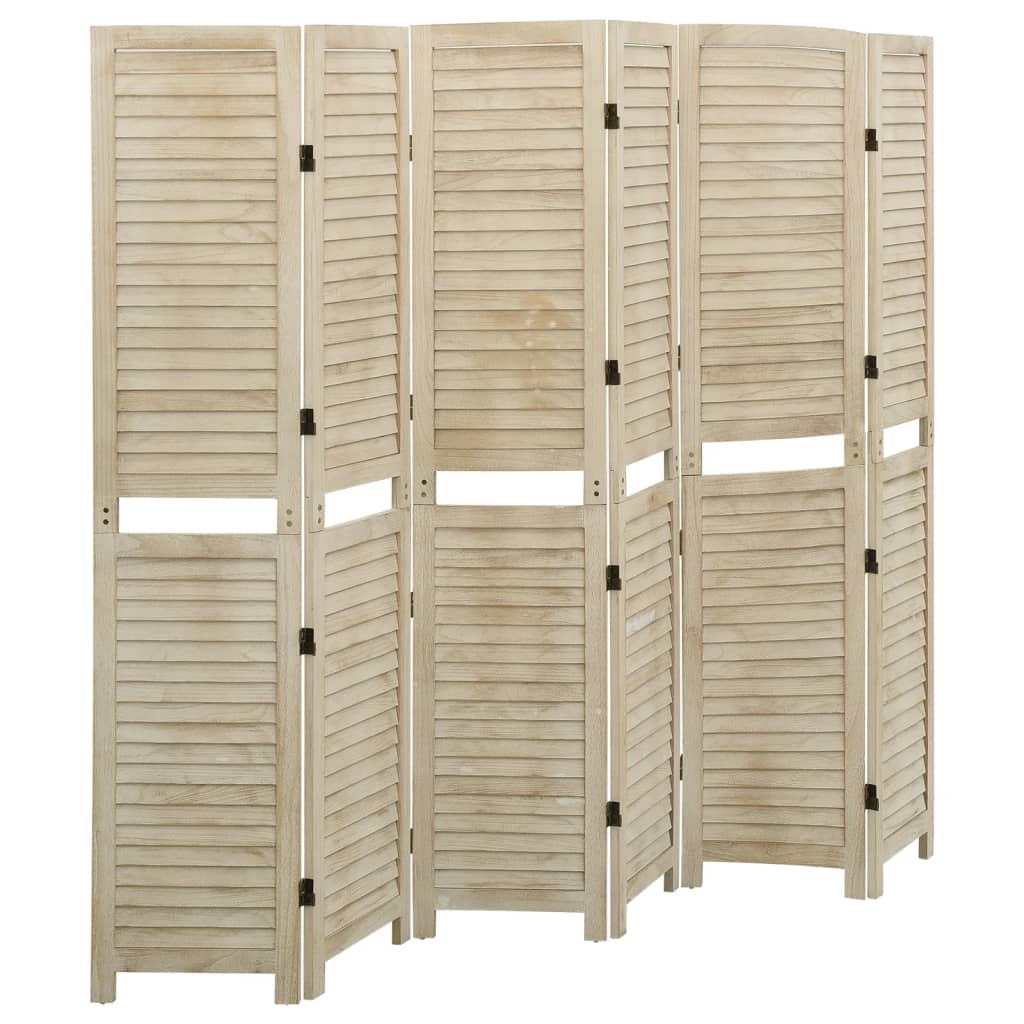 vidaXL 6-Panel Room Divider 210x165 cm Solid Wood Paulownia