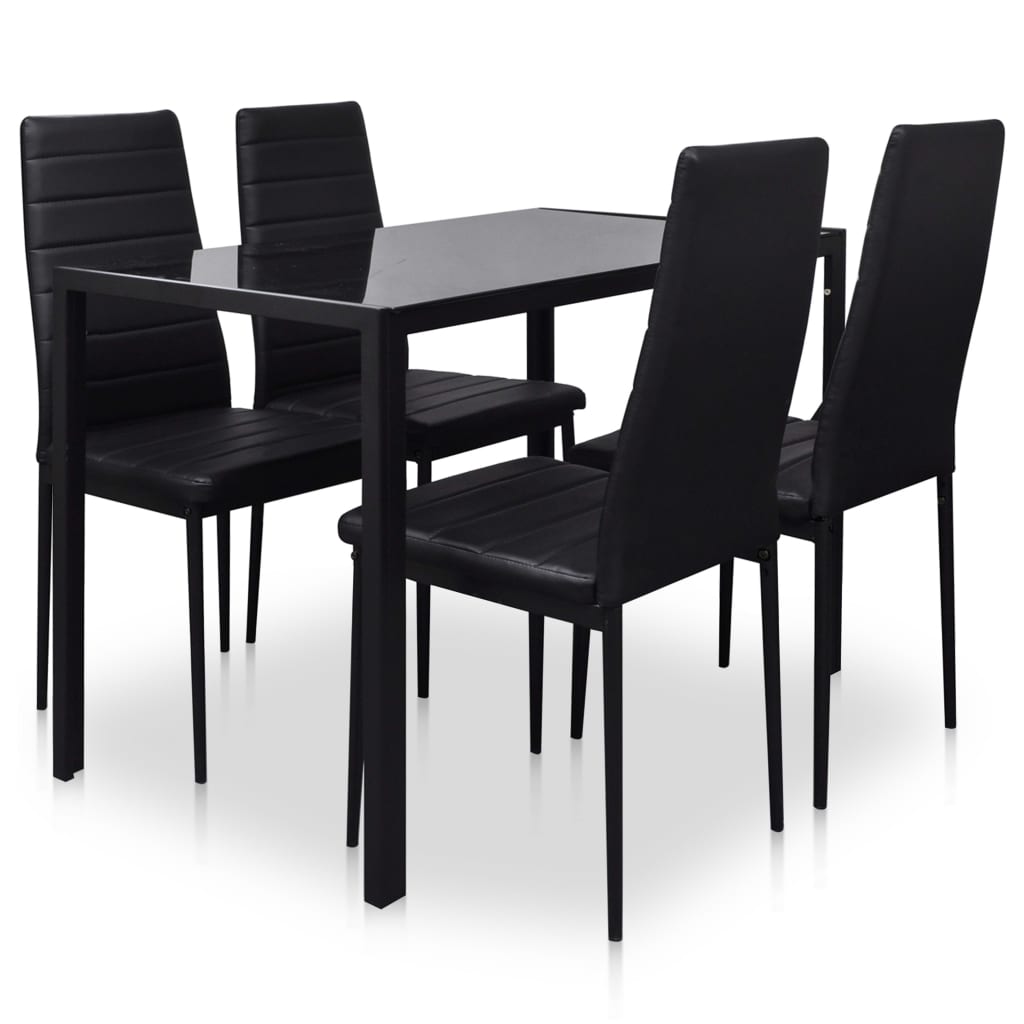 vidaXL 5 Piece Dining Table Set Black
