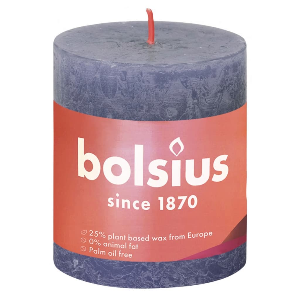 Bolsius Rustic Pillar Candles Shine 4 pcs 80x68 mm Twilight Blue