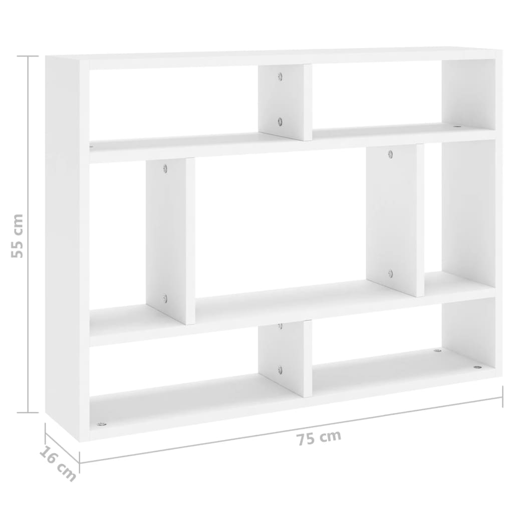 vidaXL Wall Shelf White 75x16x55 cm Engineered Wood