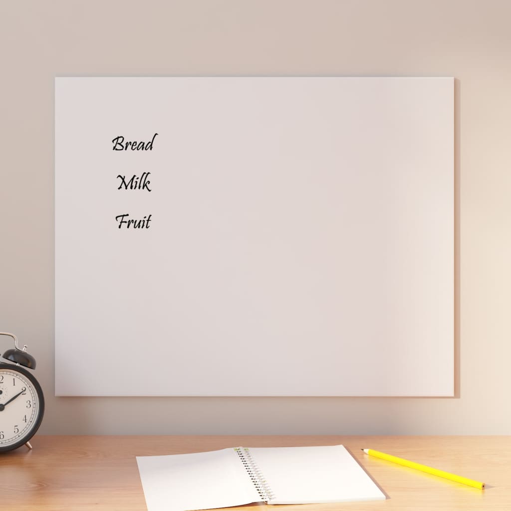 vidaXL Wall-mounted Magnetic Board White 50x40 cm Tempered Glass