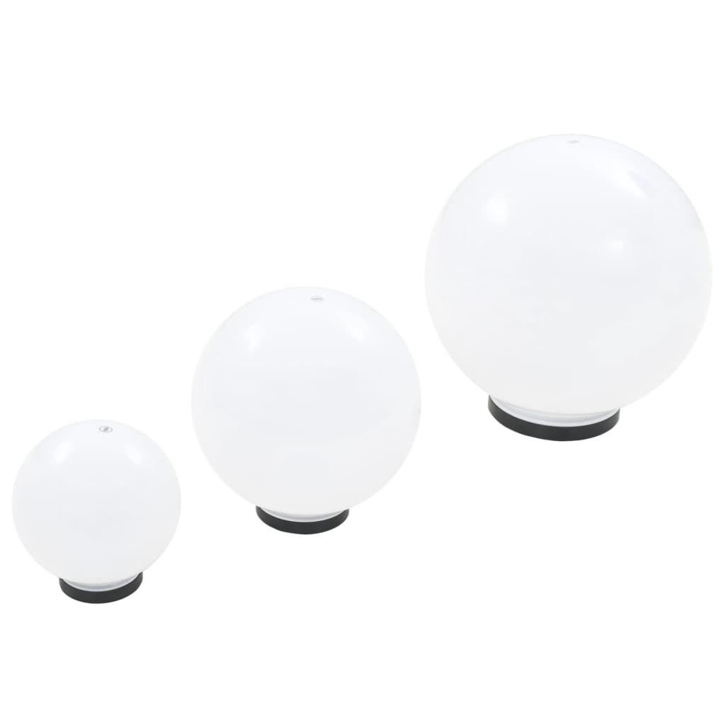 vidaXL LED Bowl Lamp Set 3 Pieces Spherical 20/30/40 cm PMMA