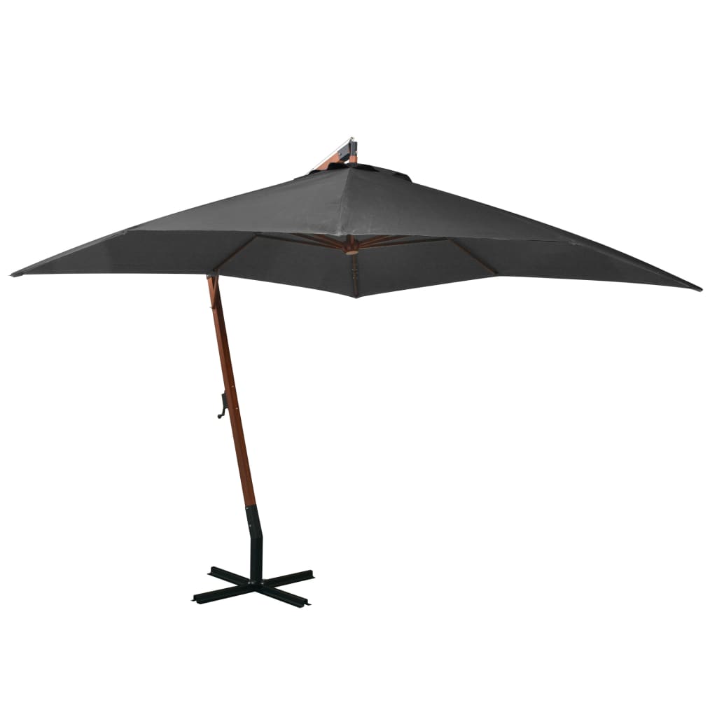 vidaXL Hanging Parasol with Pole Anthracite 3x3 m Solid Fir Wood