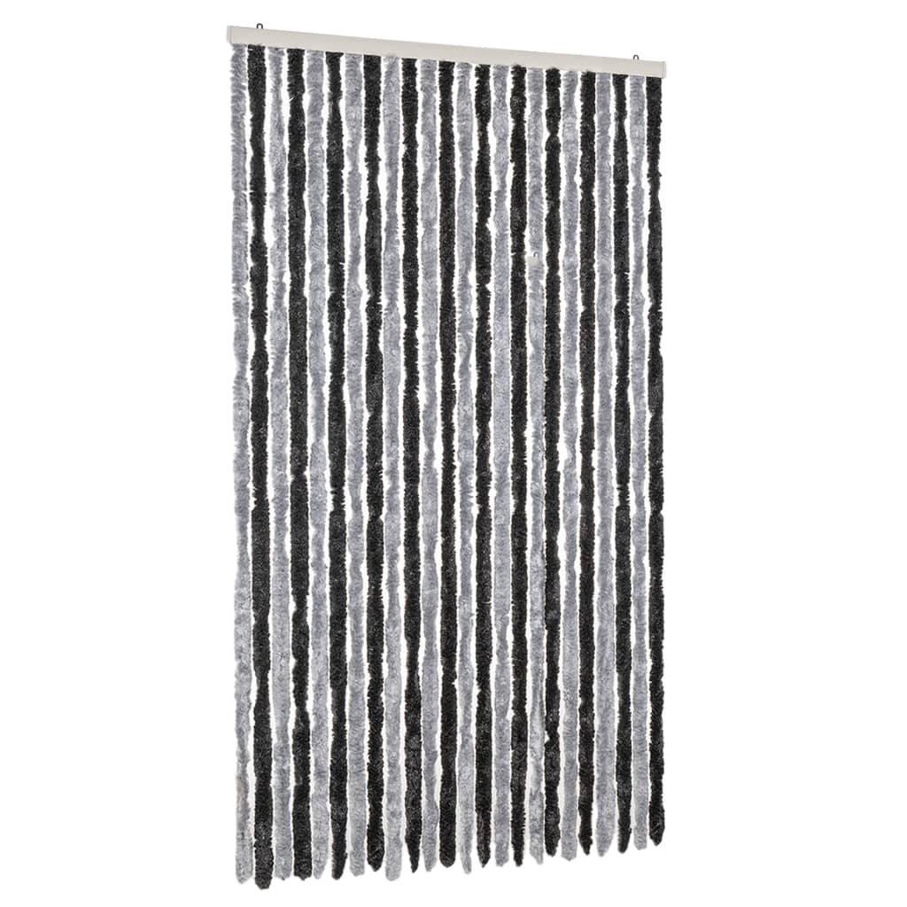 vidaXL Fly Curtain Grey and Black 100x220 cm Chenille