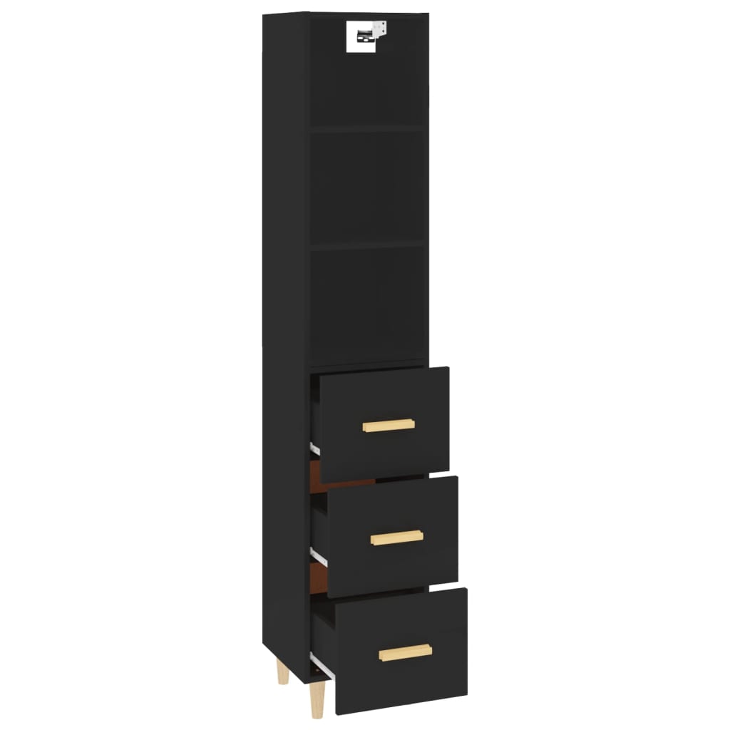 vidaXL Highboard Black 34.5x34x180 cm Engineered Wood