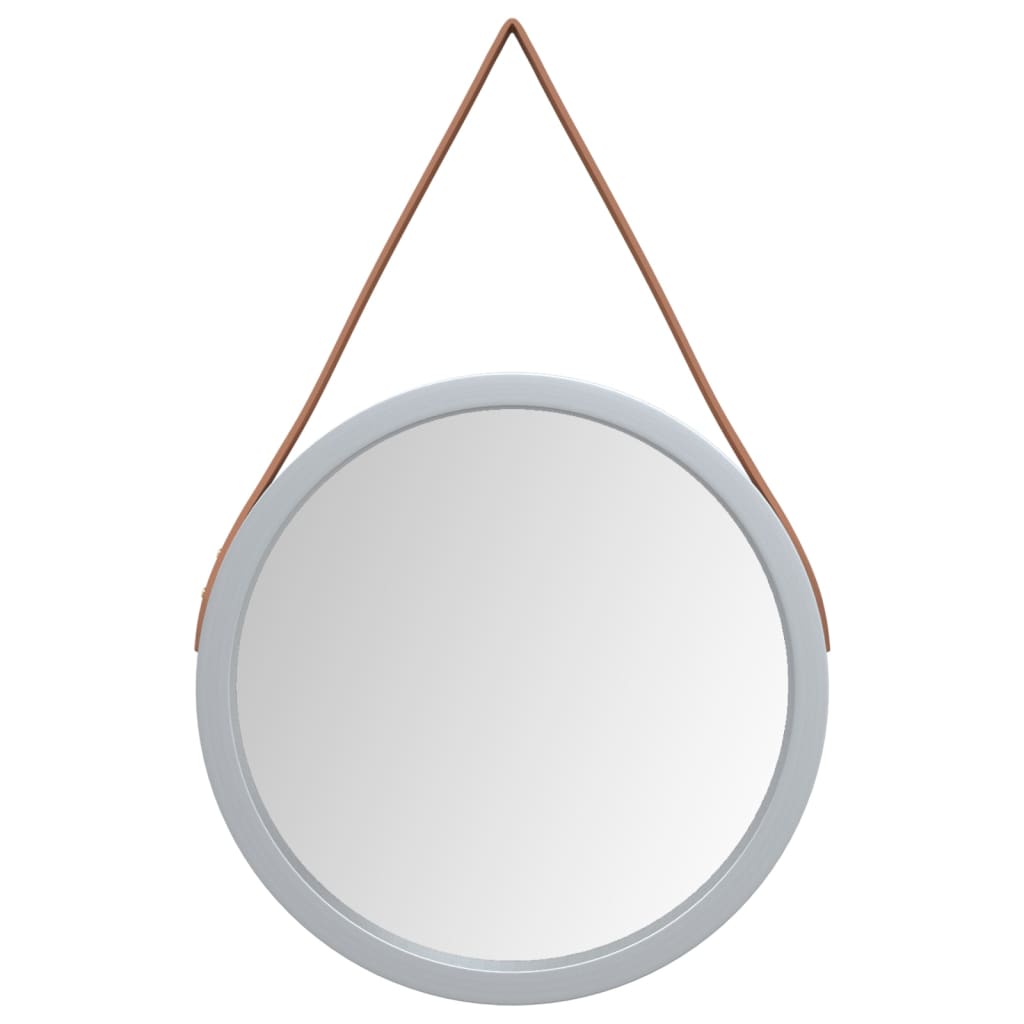 vidaXL Wall Mirror with Strap Silver Ø 35 cm