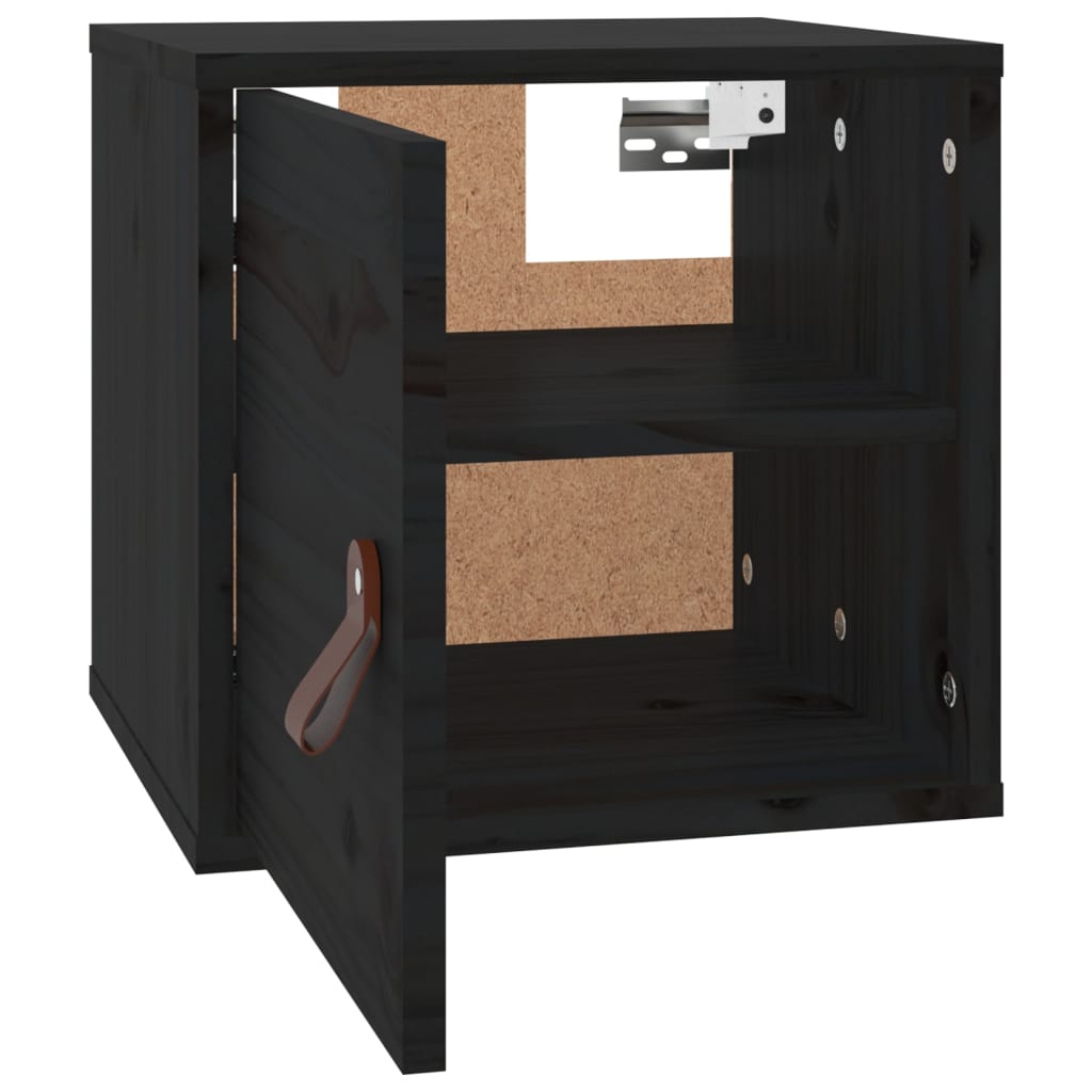 vidaXL Wall Cabinet Black 31.5x30x30 cm Solid Wood Pine