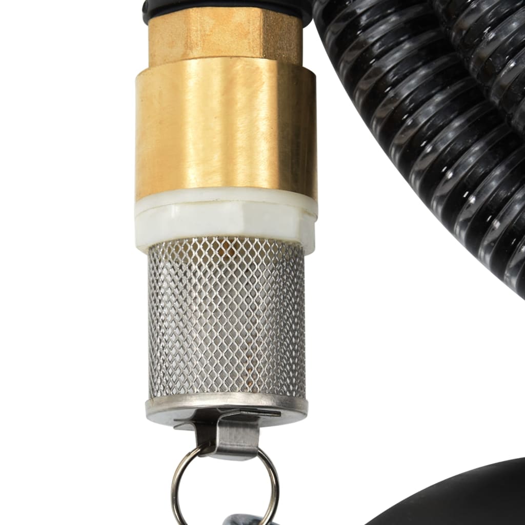 vidaXL Suction Hose with Brass Connectors Black 1.1" 5 m PVC