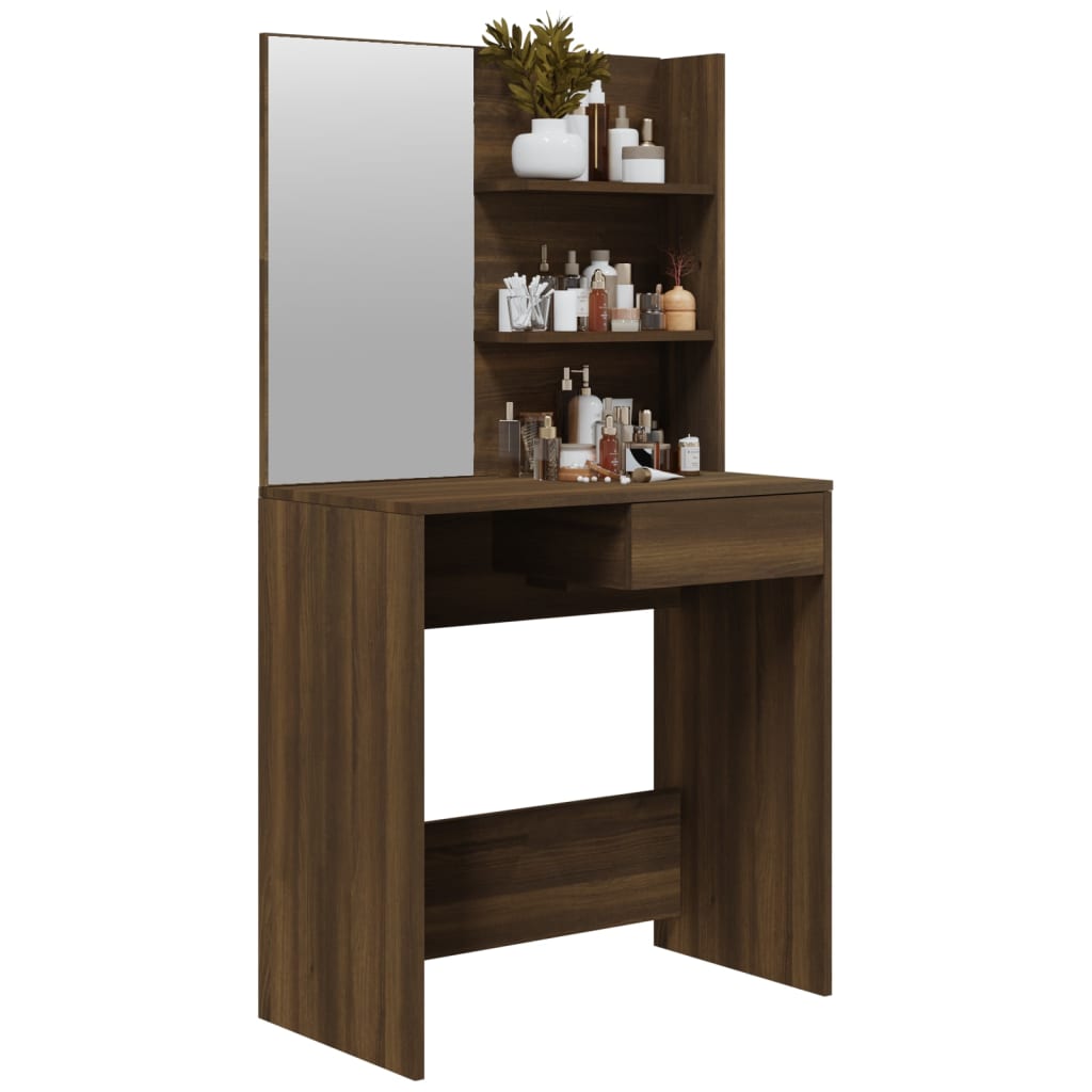 vidaXL Dressing Table with Mirror Brown Oak 74.5x40x141 cm