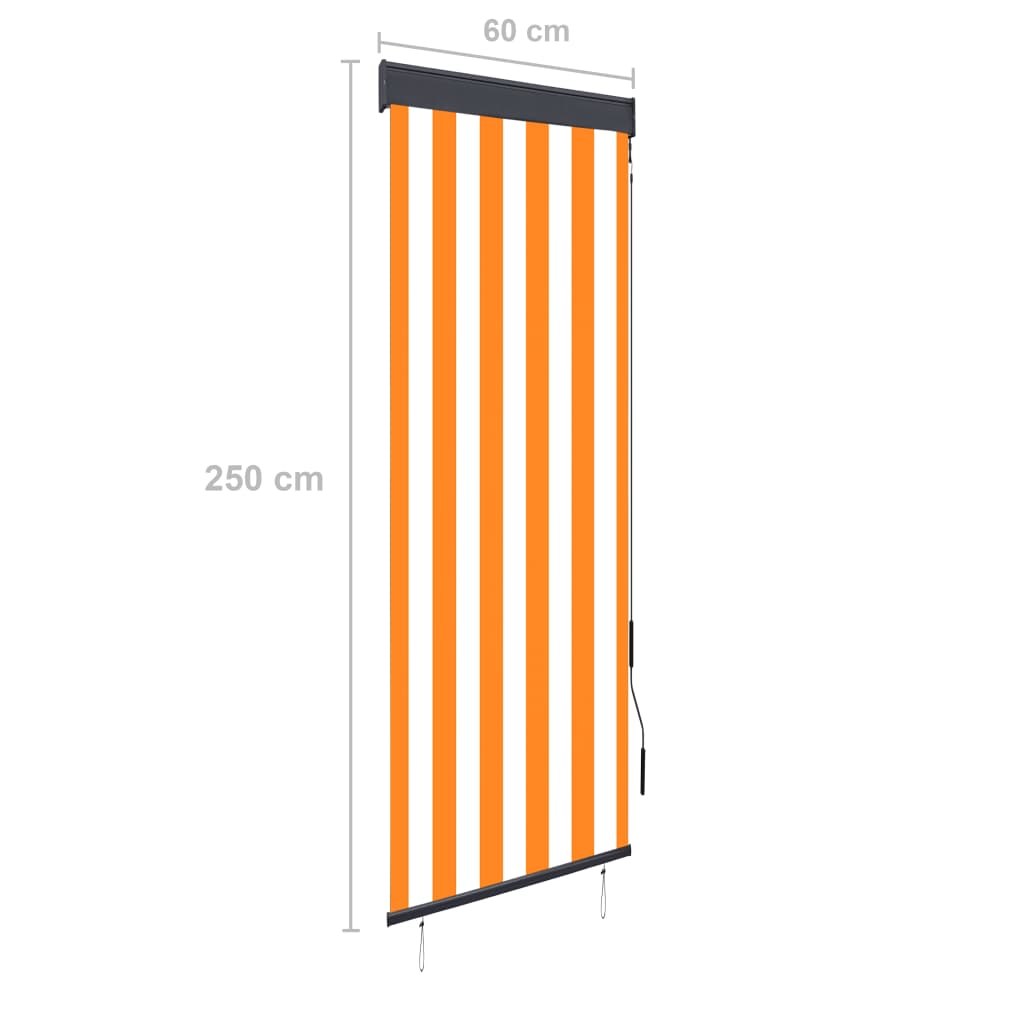 vidaXL Outdoor Roller Blind 60x250 cm White and Orange