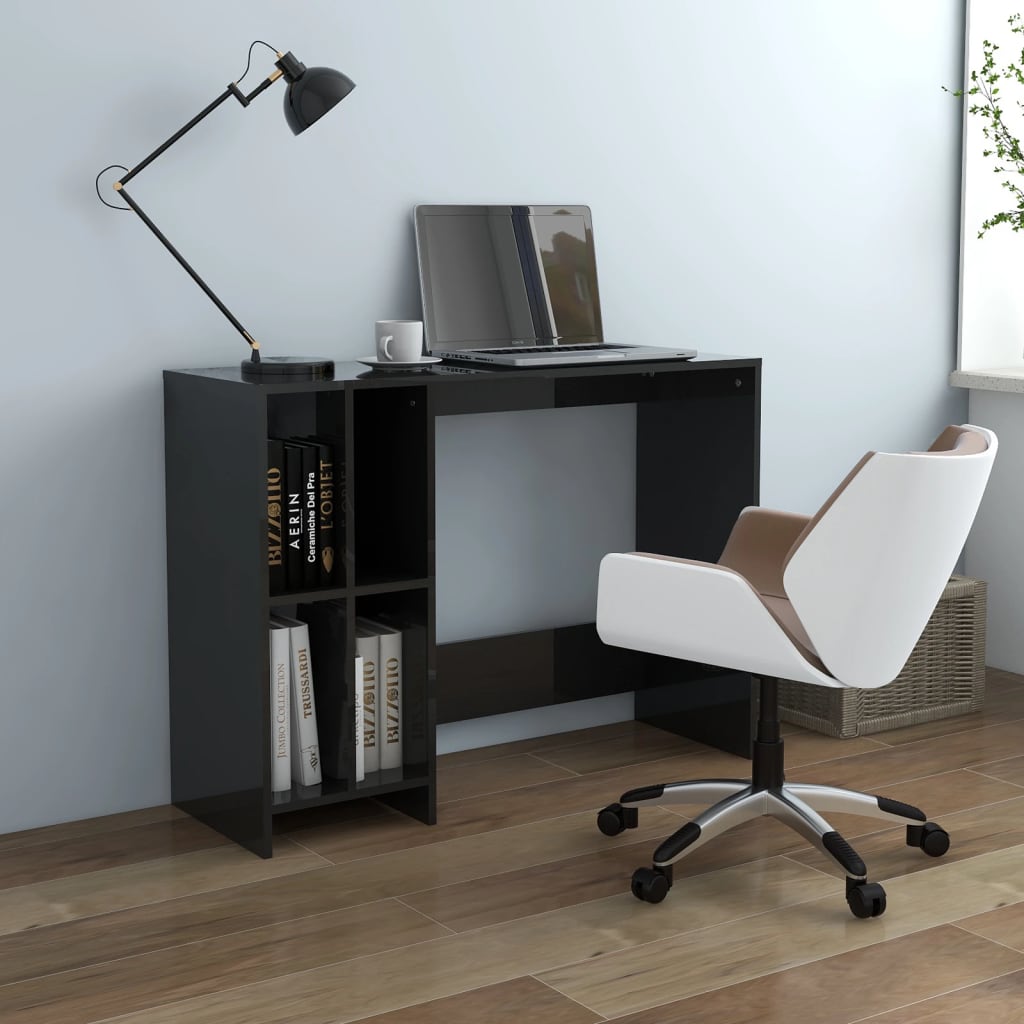 vidaXL Notebook Desk High Gloss Black 102.5x35x75 cm Engineered Wood