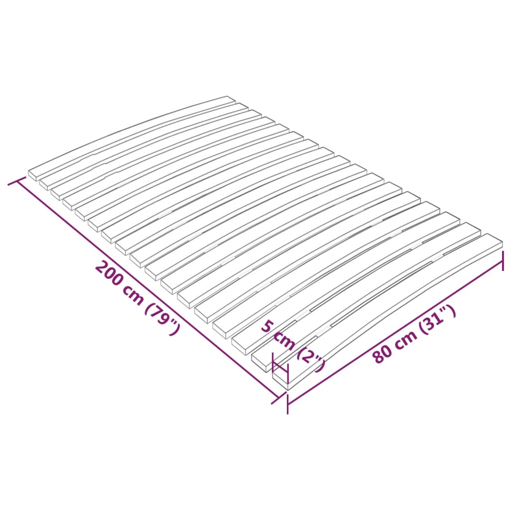 vidaXL Slatted Bed Base with 17 Slats 80x200 cm