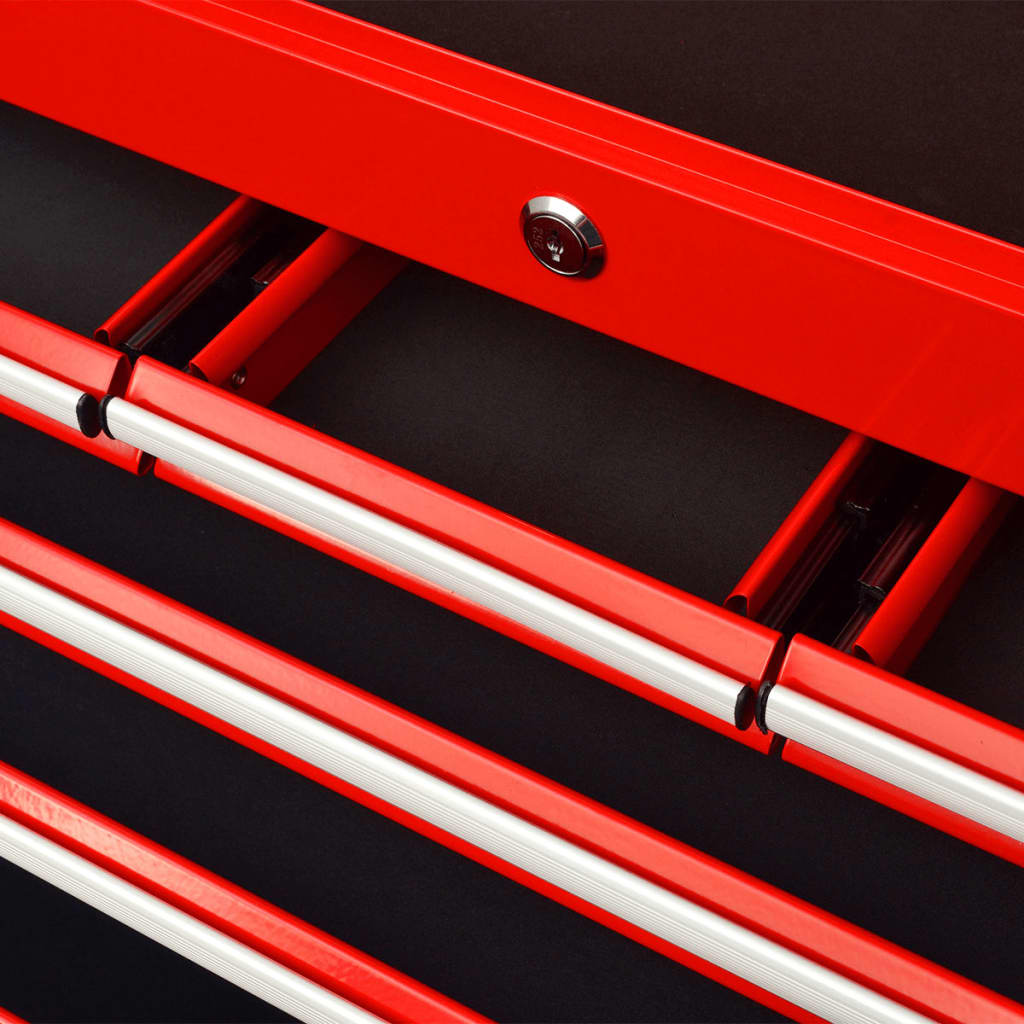 vidaXL Workshop Tool Trolley with Case 6 Drawers Steel Red
