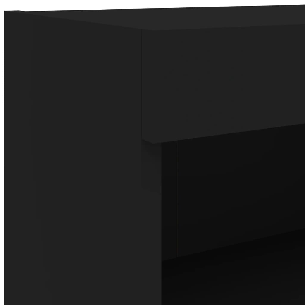 vidaXL 8 Piece TV Wall Cabinet Set with LED Lights Black