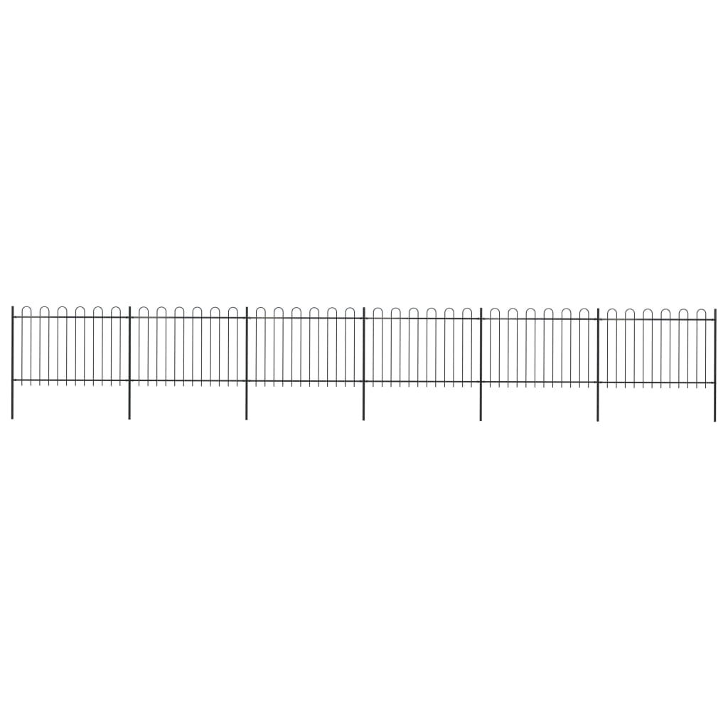 vidaXL Garden Fence with Hoop Top Steel 10.2x1.2 m Black