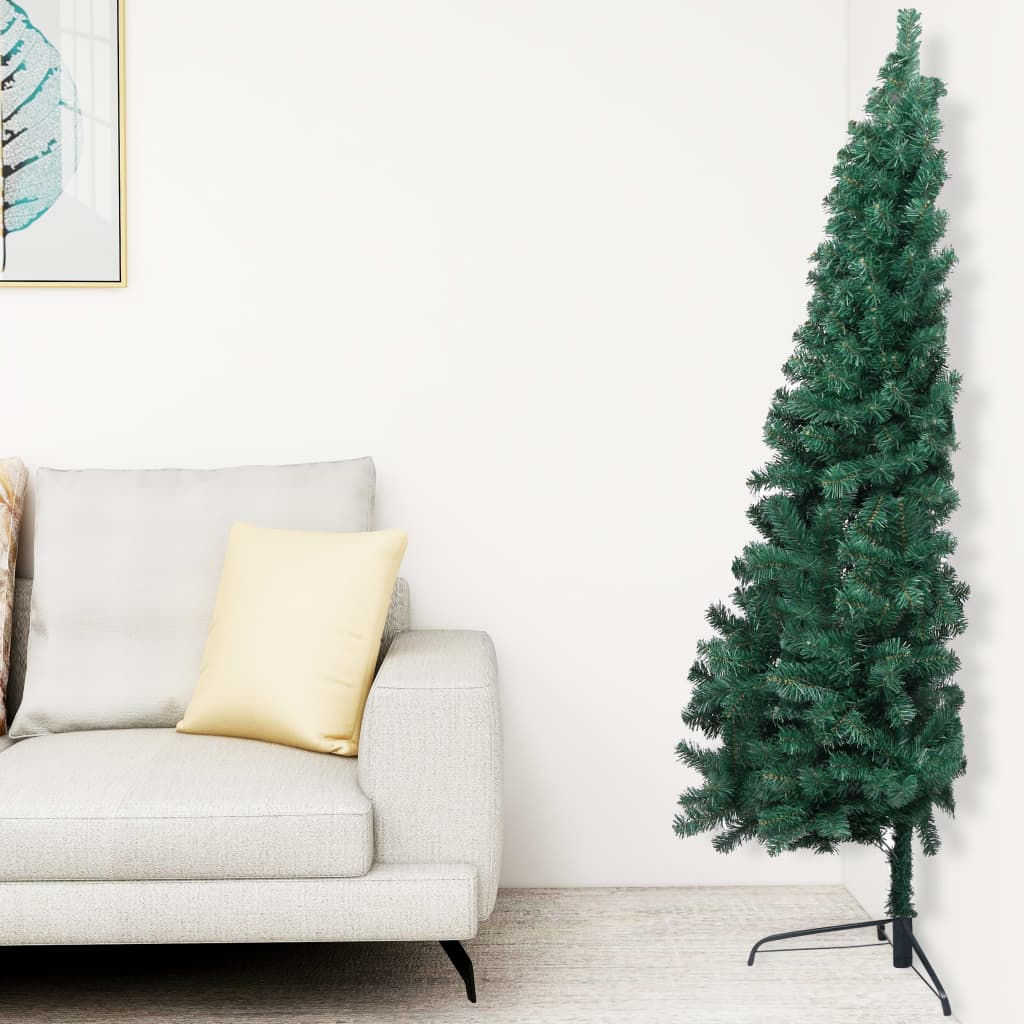 vidaXL Artificial Half Pre-lit Christmas Tree with Ball Set Green 240 cm