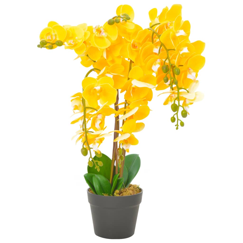 vidaXL Artificial Plant Orchid with Pot Yellow 60 cm
