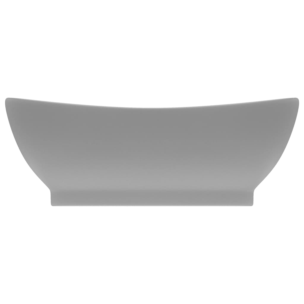 vidaXL Luxury Basin Overflow Oval Matt Light Grey 58.5x39 cm Ceramic