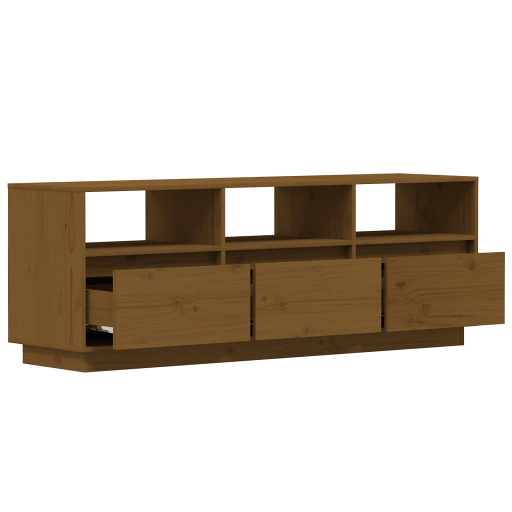 vidaXL TV Cabinet Honey Brown 140x37x50 cm Solid Wood Pine