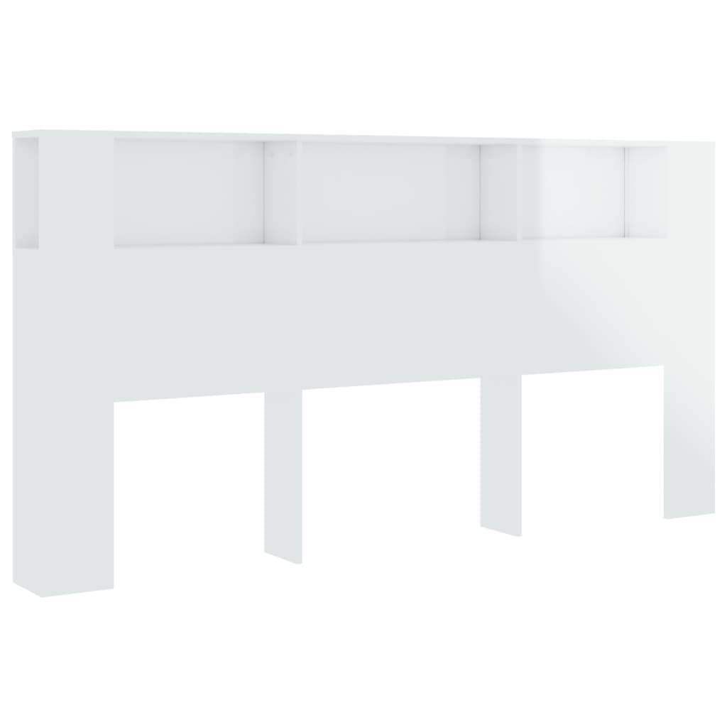 vidaXL Headboard Cabinet High Gloss White 200x18.5x104.5 cm