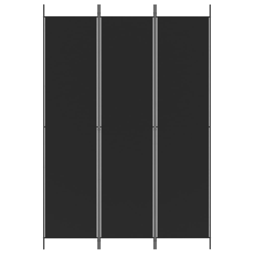 vidaXL 3-Panel Room Divider Black 150x220 cm Fabric