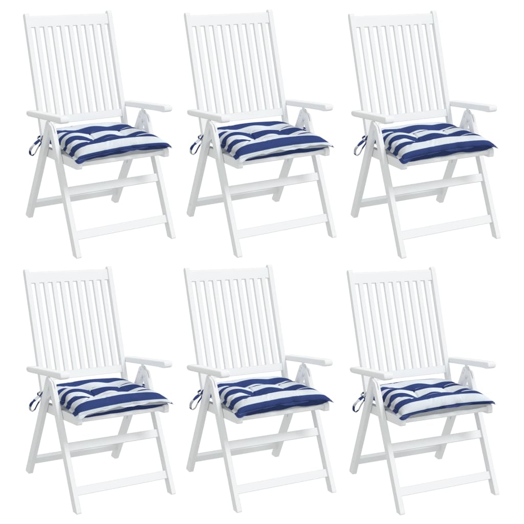 vidaXL Chair Cushions 6 pcs Blue&White Stripe 40x40x7 cm Fabric