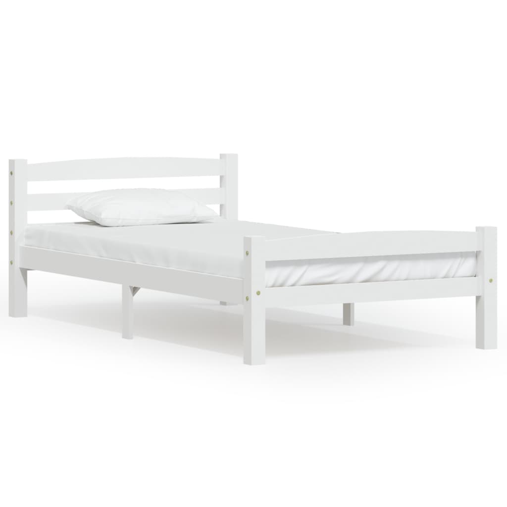 vidaXL Bed Frame White Solid Pinewood 90x200 cm