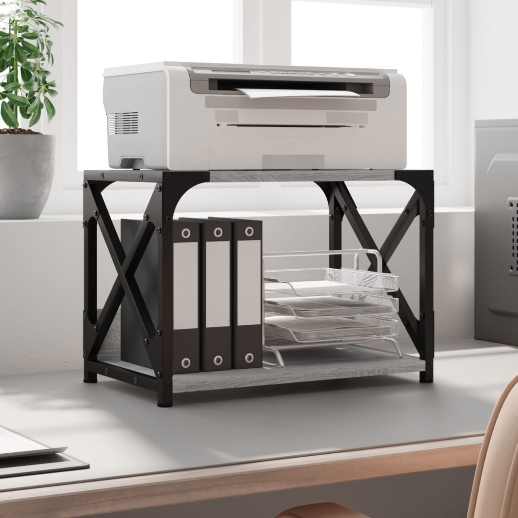 vidaXL Printer Stand 2-Tier Grey Sonoma 44x26x31.5 cm Engineered Wood