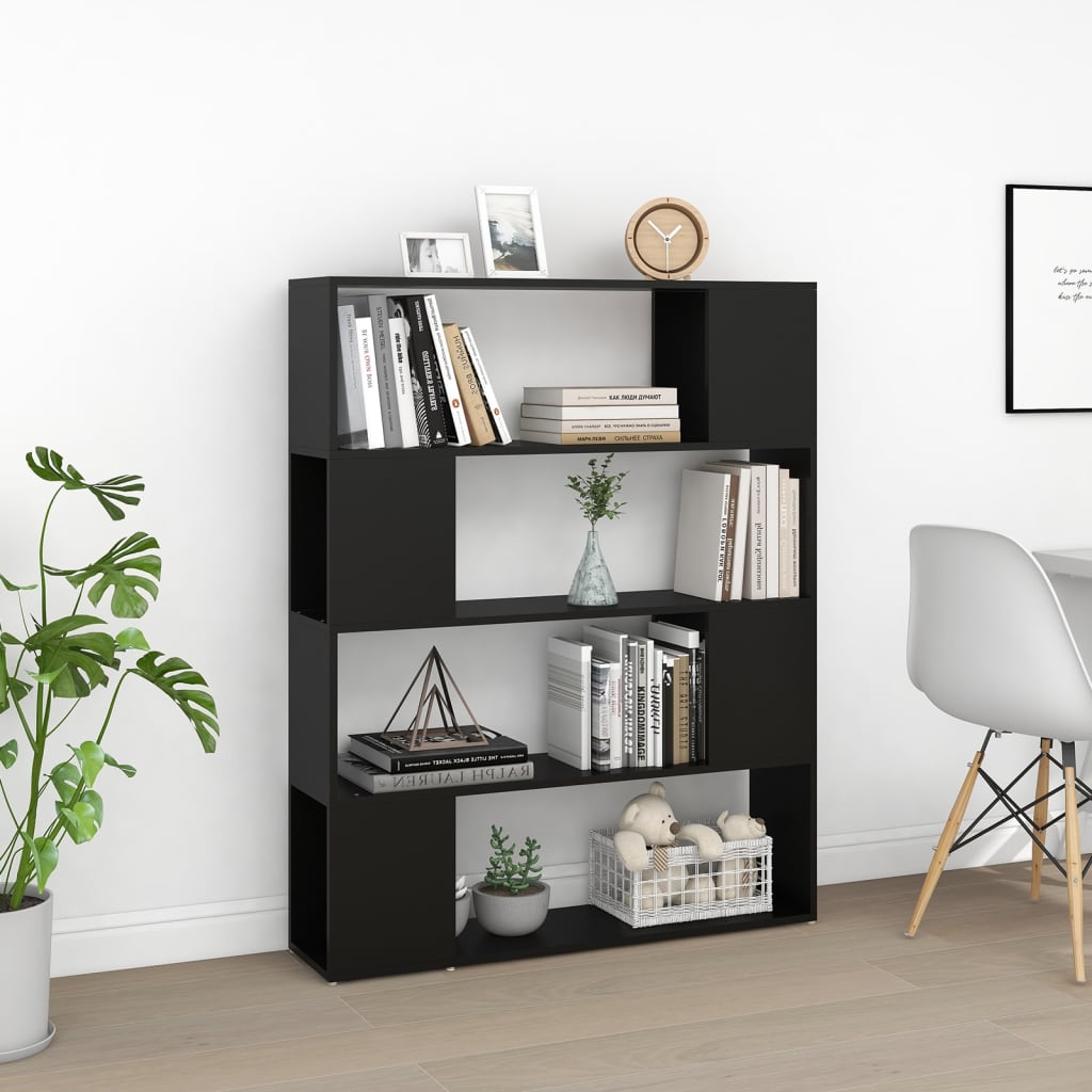 vidaXL Book Cabinet Room Divider Black 100x24x124 cm