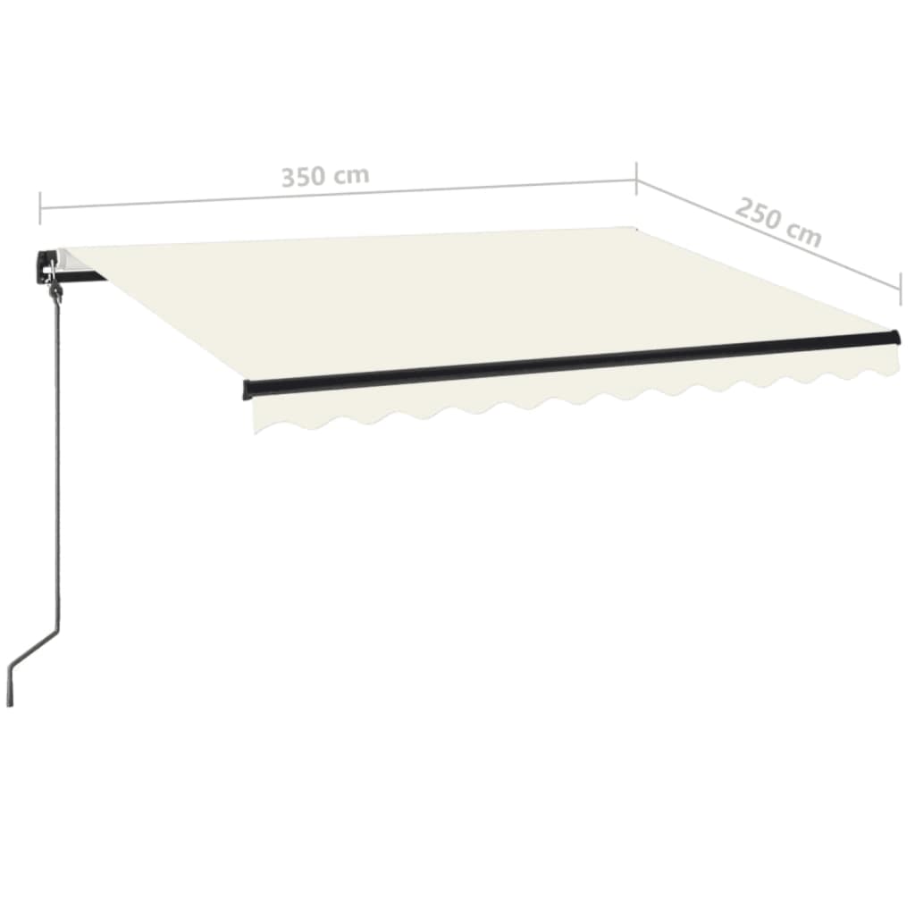 vidaXL Manual Retractable Awning with LED 350x250 cm Cream