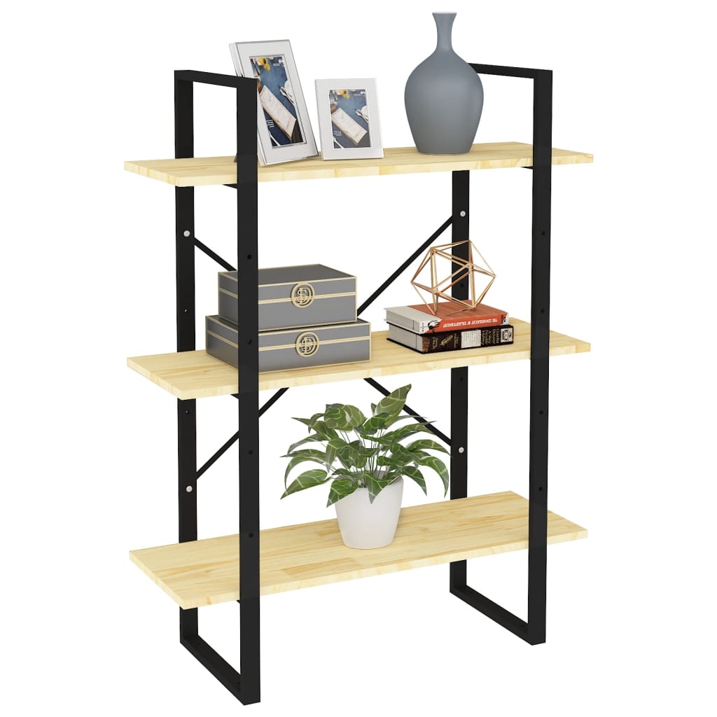 vidaXL 3-Tier Book Cabinet 80x30x105 cm Solid Pine Wood