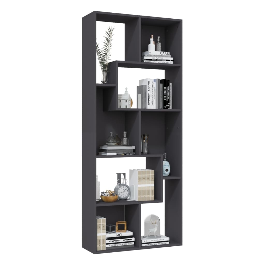 vidaXL Book Cabinet Grey 67x24x161 cm Engineered Wood
