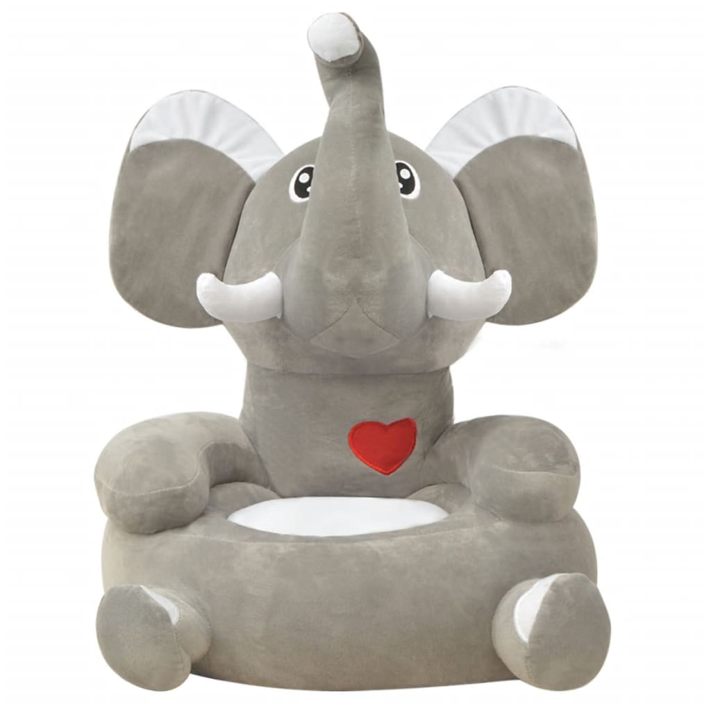 vidaXL Plush Children's Chair Elephant Grey