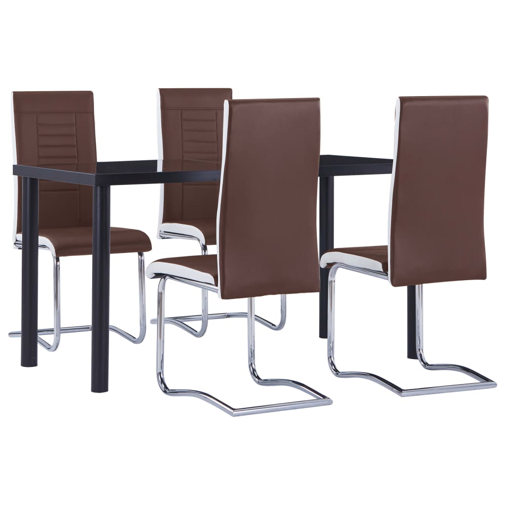 vidaXL 5 Piece Dining Set Faux Leather Brown