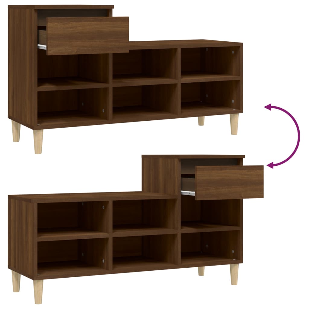 vidaXL Shoe Cabinet Brown Oak 102x36x60 cm Engineered Wood